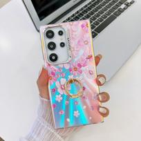 Electroplating Laser Flowers Suitable for Samsung S25 Ultra Mobile Phone Case Ring Bracket S24PLUS Hard Shell A56 Galaxy S25