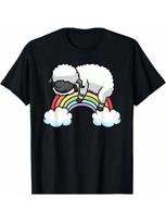 Valais Blacknose Sheep Rainbow Sleeping Pajama Napping T Shirt S įvairiaspalvis
