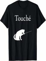 Touche Fencing Cat - Sword Fighting Feline Combat Sport Fun T-Shirt S įvairiaspalvis