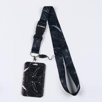 Phone Lanyard Crossbody with Wrist Strap Marble Pattern Card Case Cover for Bus/ID Card Cell Phone Lanyards Adjustable Strap