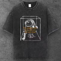 Unisex Trapped Mind Graphic T Shirt Washed Black Y2K Streetwear S-2XL S įvairiaspalvis