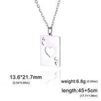 Teamer Hip Hop Poker Card Ace of Spades Necklace Stainless Steel Lucky Pendant Neck Chain for Women Playing Cards Jewelry Gifts 45 add 5cm