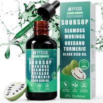 Soursop Bitters Skysti Lašai 10-in-1 su Nori, Moringa, Ciberžole, Juodgrūde | 60ml | Ekologiška Formulė Imunitetui ir Virškinimui Palaikyti