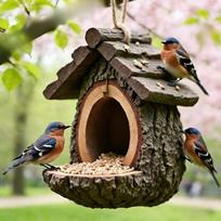 Pakabinamas atsparus lietui paukščių namelis-lesykla, pakabukas, naudojamas lauke sode, balkone, pritraukti laukinius paukščius stump bird house