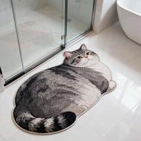 Animacinio katino formos diatomito vonios kilimėlis, vandens sugeriantis, neslystantis, atsparus dilimui vonios durų kilimėlis tualeto įėjimui 40*60cm gray