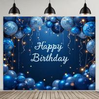 2D Dark Blue Glitter Balloon Backdrop for Gentleman Adult Birthday Portrait Photoshoot 47.2x31.5inch/120*80cm