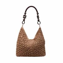 Hollow Out Straw Woven Bag Tote Bag Hollow Shoulder Bag Cute Bohemian Beach Bag  Travel chaki