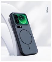 For Xiaomi Mi 17 Pro Max Case Hard Silicone Skin Magnetic Wireless Charging Protective Back Cover For Xiaomi Mi 17Pro Max Shell Xiaomi 17 pro max mėlyna
