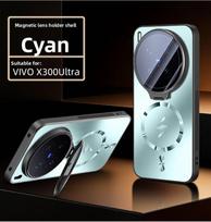 For VIVO X300 Ultra Case Hard PC Magnetic MagSafe Lens Stand Protective Back Cover Case For VIVO X300 X200 Pro X300S X200 Ultra For VIVO X300 Ultra žalsvai mėlyna