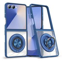 case for Samsung Z FLIP 7 6 5 360 rotating bracket magnetic suction wireless charging transparent anti drop protective cover Galaxy Z Flip7 tamsiai mėlyna spalva