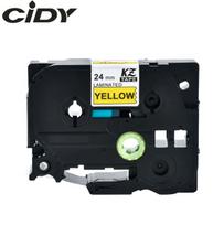 Su Brother suderinama juostelė CiDY TZe 651 24 mm geltona juostelė/juodas tekstas