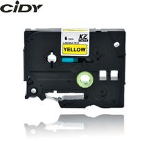 Su Brother suderinama juostelė CiDY TZe 611 6 mm juodas tekstas/geltona juostelė