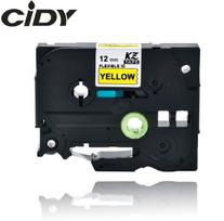 Su Brother suderinama elastinė juostelė CiDY TZe FX631 12 mm juodas tekstas/geltona juostelė
