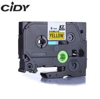 Su Brother suderinama elastinė juostelė CiDY TZe FX611 6 mm juodas tekstas/geltona juostelė