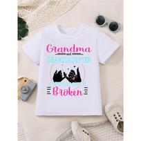 European sizes GRANDMA GRANDDAUGHTER Bond Can't Be Broken Graphic Print Versatile Comfort Breathable Round Neck Short T-shirt Kids Clothes Girls 110 balta