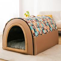 Soft Dog House Cat Houses For Indoor Cats Portable Cat Bed Dog Kennel Folding Detachable Cat Nest for Pets with Removable Cush M black