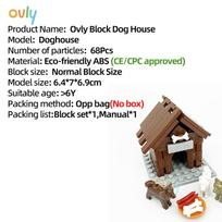 Ovly Farm Kennel DIY Building Block MOC PartsPuzzle Set with Garden Kennel Animals Dog House Nest Kit Kids Gift with Manual black