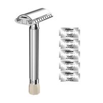 Adjustable Safety Razor Men's Zinc Alloy Metal Razor 9-speed Sharpness Professional Manual Shaver With 5 Blades