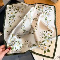 Naujas 100% natūralaus tikro šilko satino moteriškas skara gėlėtas foulard femme kvadratinės galvos skaros bandana skara dovanų damai hidžabo skaros Real Silk 53x53cm