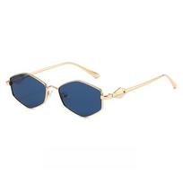 Women's Rhombus-shaped Metal Personality Small Frame Sunglasses Fashionable Dressing Travel Beach UV400 Resistant Shades Glasses mėlyna