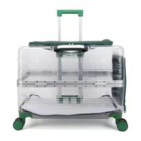 Large Pet Trolley Case Panoramic View Portable Cat Carrier Comfort Breathable Space Capsule Transparent Pet Transport Solution white