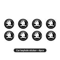 8pcs Car Door Keyhole Sticker Lock Protector Core Decal Accessories For Skoda octavia a5 a4 mk1 2 fabia superb rapid mk3 yeti