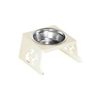 Elevated Pet Dog Bowl Stand Stainless Steel Foldable Small Dog Food Bowl Holder with Neck Protection Design Suitable for Cats and Small Dogs one size smėlis
