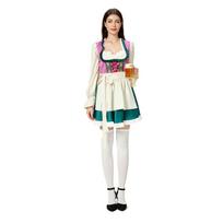Women's Oktoberfest Maid Dress Costume Traditional Bavarian Style Dirndl Outfit with Apron and Lace Trim for Festival Events L violetinė