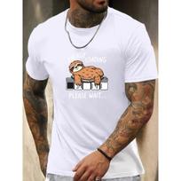 European sizes Men's Funny Sloth Gaming T-Shirt -  Energy Loading  & Sloth Loading Bar Design, Casual Summer Short Sleeve Round Neck Tee S balta