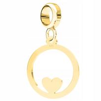 Charms Złoty Blaszka Koło Kółko Serce Serduszko Heart Srebro 925