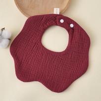 6 Layer Muslin Baby Bibs 360 Degree Rotating Drool Bibs Flower Shaped Solid Soft Skin Friendly For Infants raudona