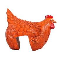 Chicken-Shaped Fence Ornament, Resin with 3D Feather Texture, Cute Fat Chicken Figurine for Home Garden Farm Patio Backyard oranžinė