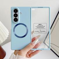 For Samsung Galaxy Z Fold 7 Case Hard PC Magnetic wireless charging Film Protective Back Cover case For Z Fold 7 Phone Shell Galaxy Z Fold7 dangaus mėlyna spalva