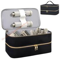 Stylish Hair Dryer Storage PU Leather Carry Case Bag Waterproof Portable with Handle for Modern Households juoda