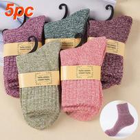 5 poros Moteriškos storos kojinės Vilnonės Šildančios Šiltos Megztos Nordic Lady Kojinės Žieminės 5PCS gray
