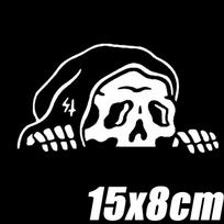 Kūrybingi kaukolės automobilio lipdukai Mielas Grim Reaper vaiduoklio automobilio lango lipdukas Galinio stiklo modifikuotas automobilio lipdukas Apdaila Lipdukai white