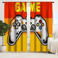 2pcs Gamepad Pattern Curtains Decorative Window Drapes Window Treatments For Bedroom Living Room Home Decor Window Blinds Drapes 100W130H&Rod Pocket red