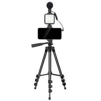 Elight M5 Vlog Telefono Fiksuotas Video & Foto komplektas su LED šviesa / Mikrofonu / Stovu 1.3m / nuotolinio valdymo pultu