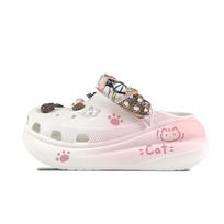 Crocs Crush Clog EVA Meow Flip Flops Decorative Buckle Hand Painted Graffiti Casual Fashion Versatile Hole Shoes Unisex White 43-44 balta