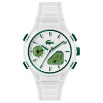 Lacoste Laikrodis Kvarcinis Mechanizmas Silikoninis Dirželis 45mm Baltas Ciferblatas Atsparus Vandeniui 100M Vyriški Laikrodžiai 2011364 White Dial white