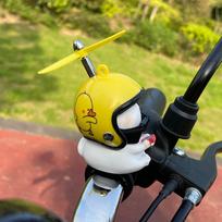 Handlebar Decor Cute Cat With Helmet Propeller Bike Handle Bar Ornament Motorcycle Pendant Kitten Shape Design Stretchable Strap black