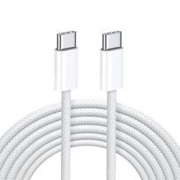 CP CBL5 Pintas laidas 65 W PD USB-C į USB-C duomenų ir įkroviklio 1 m kabelis baltas
