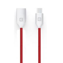 Evelatus TPC06 Nylon Pintas cinko lydinys jungtis USB su USB-C duomenų ir PD 20W kroviklio kabelis 1m raudonas
