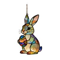 Easter Bunny Acrylic Suncatcher Stained Glass Style Ornament Colorful Window Hanging Decoration for Easter Birthday Spring Garden Home Decor Gift for 1pc