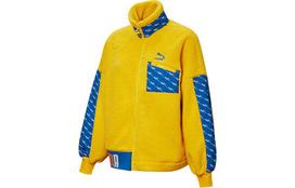 PUMA Velvet Jackets Women's Yellow Stand Collar Thickened And Fleece Lined 532166-74 XS