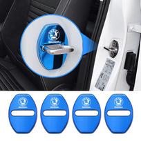 Car Styling Door Lock Buckle Protector Case Stickers Covers For Skoda Octavia Superb Rapid Kodiaq Karoq Fabia Kamiq Enyaq Citigo