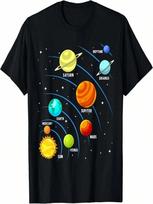 Vaikams Spalvingos Planetos Saulės Sistemos unisex Berniukams Kosmoso Mokslo Marškinėliai 5XL įvairiaspalvis