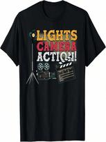 Lights Camera Action Shirt Filmmaker Movie Director T-Shirt S įvairiaspalvis