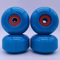 Patikimas 4 minkštų longboardo riedlentės ratukų rinkinys 52x32mm su ABEC9 guoliais mėlyna