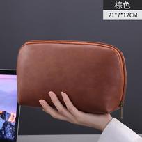 Leather Cable Organizer Bag Multifunctional Large Capacity Multi Layer Storage Pouch For Earphones Charging Cables Power Bank ruda